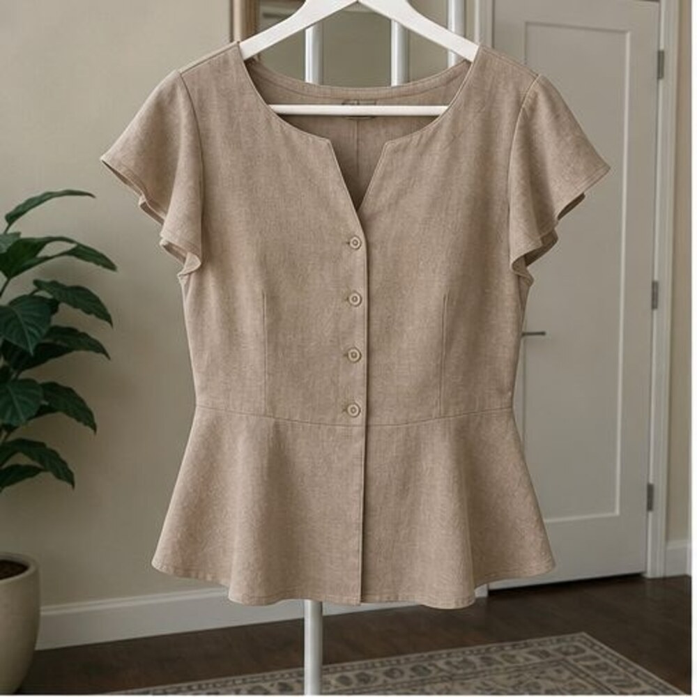 Taupe Peplum Top